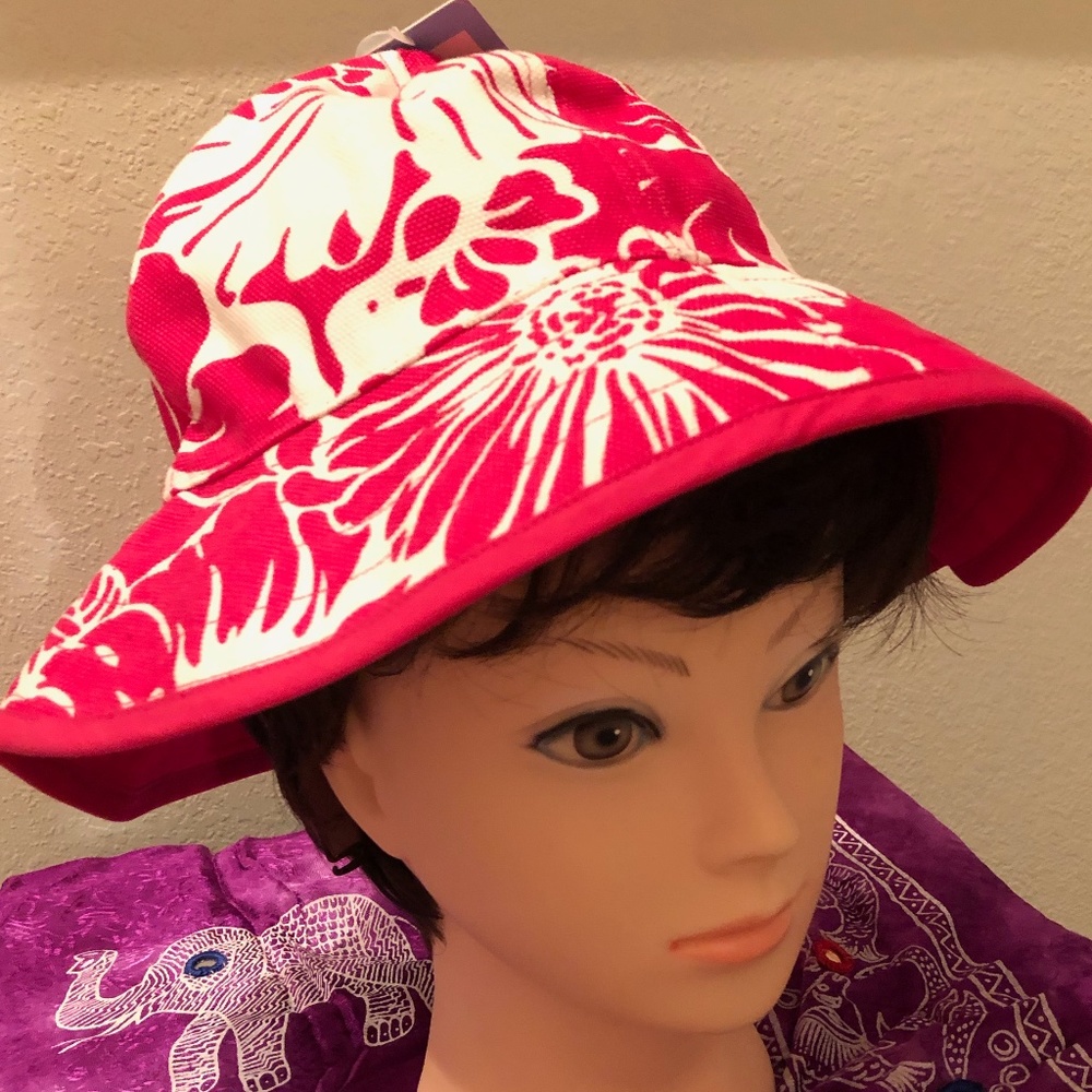 Jantzen Hot Pink Floral Bucket Floppy Hat NEW